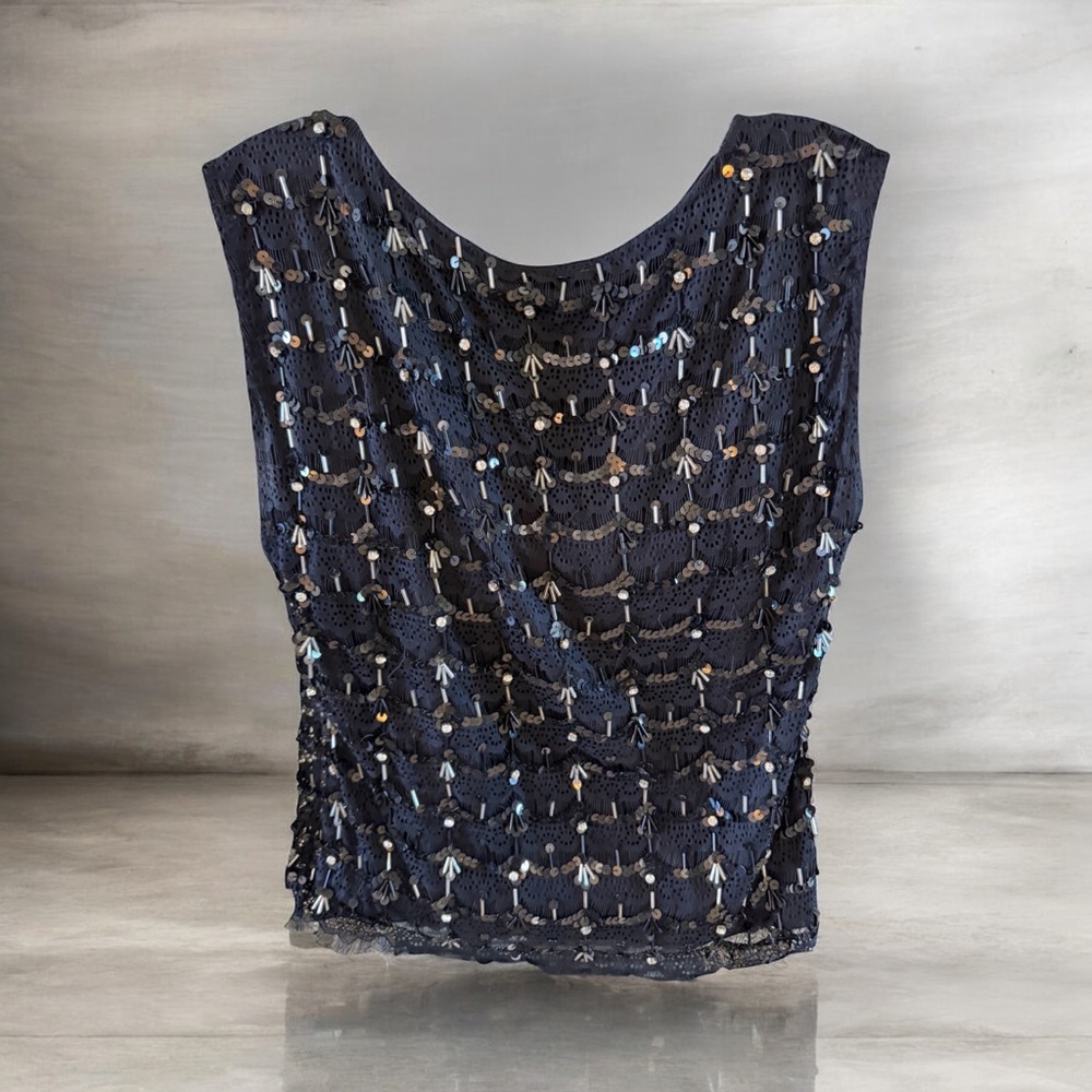 Alice + Olivia Black Embellished Sleeveless Top. Size Small